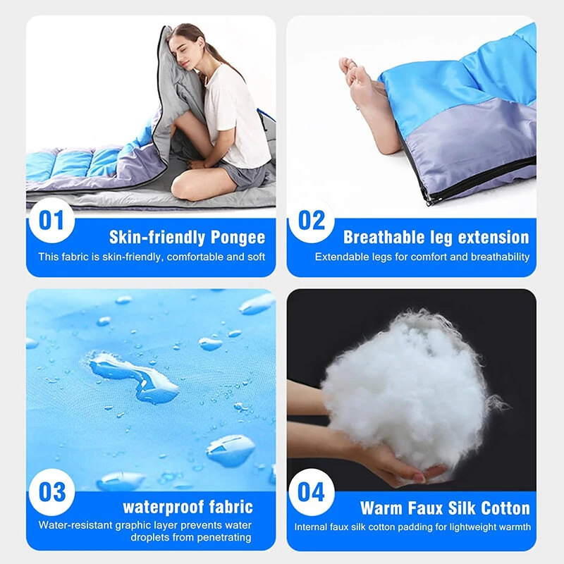 (image for) 2200g Camping Sleeping Bag For -10~20℃ Temperature, Ultralight Waterproof 4 Season Warm Envelope Backpacking Sleeping Bags for Outdoor Traveling Hiking